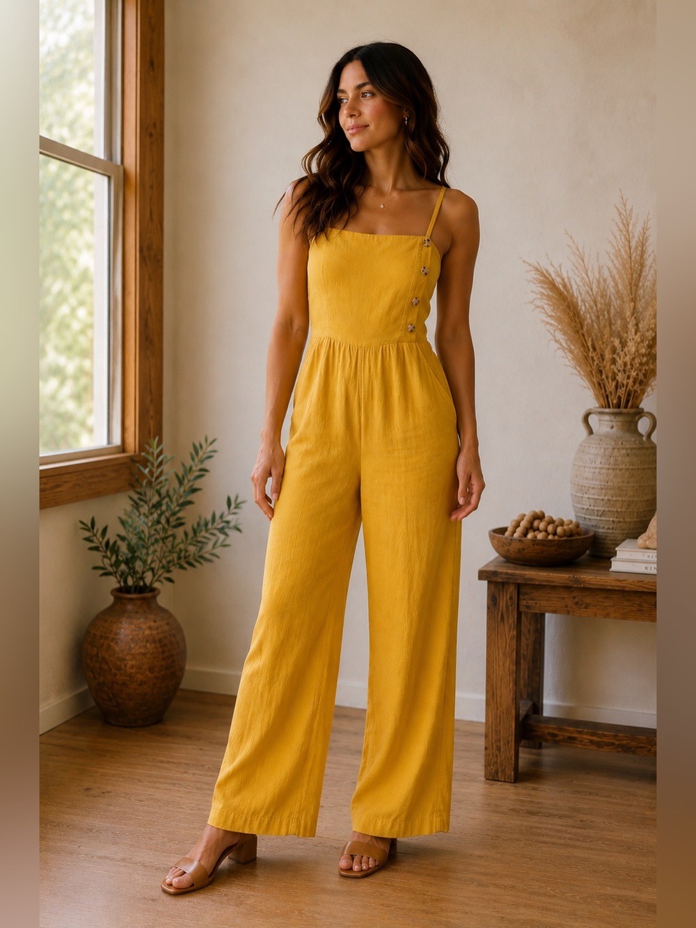 NWOT Urban Outfitters Mustard Yellow Wide-Leg Jumpsuit Overalls